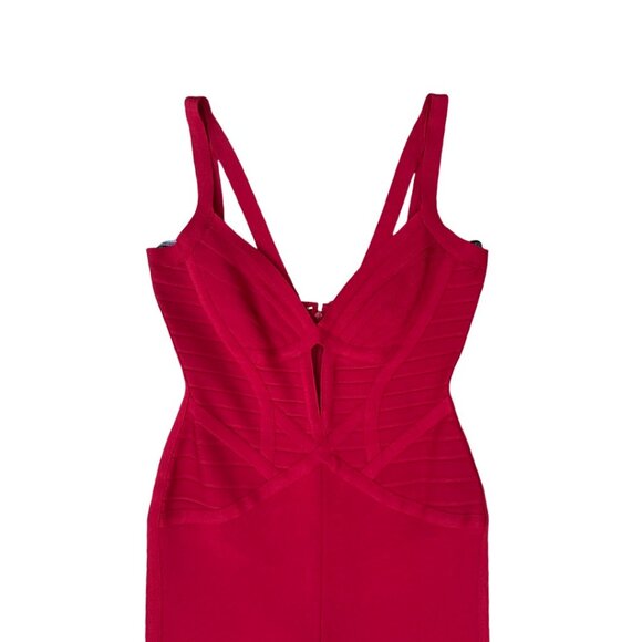 Herve Leger red heart shape jumpsuit size M - Picture 3 of 6